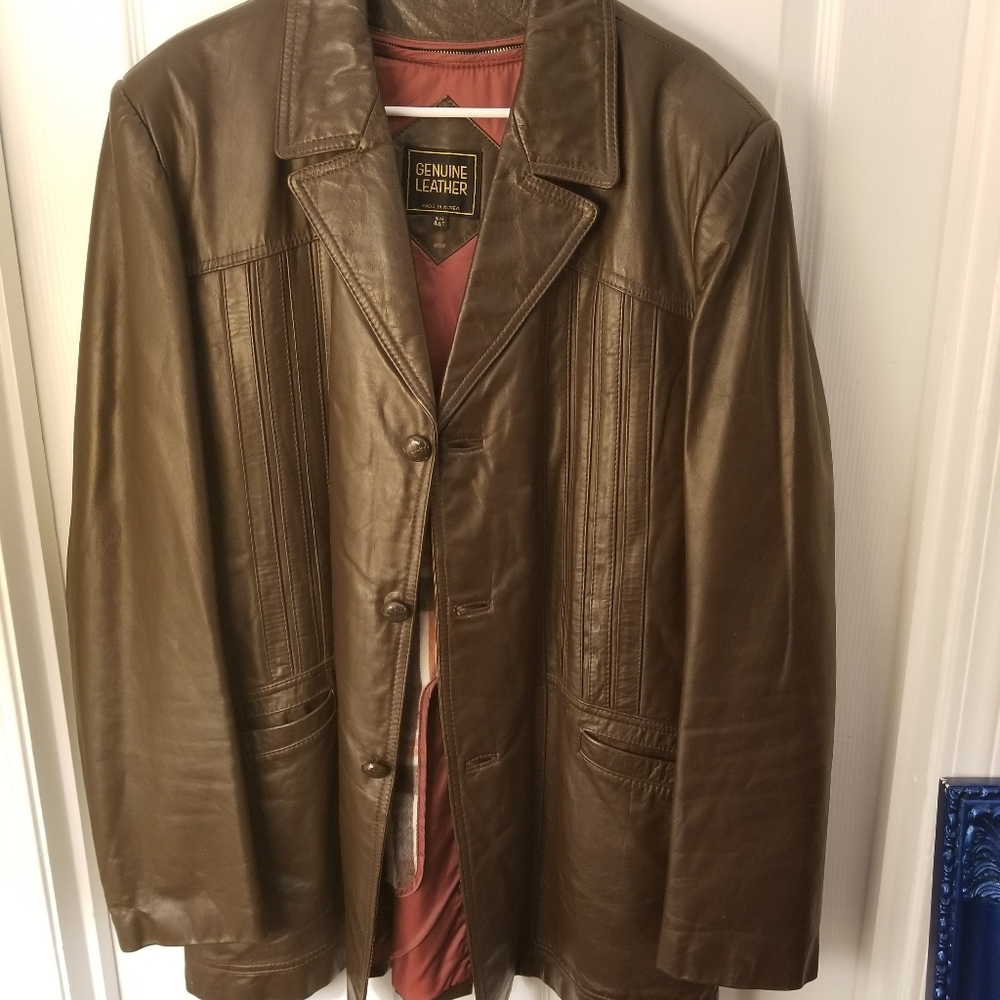 Vintage 70s Mens Leather Jacket Lined